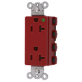 Hubbell Wiring Device-Kellems Straight Blade Devices, Receptacles, Style Line Decorator, SNAPConnect, Hospital Grade, 20A 125V, 2-Pole 3- Wire Grounding, 5-20R, Nylon, Red, USA SNAP2182RNA